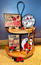 Load image into Gallery viewer, Ladybug Tiered Tray File SVG, Glowforge Tier Tray Summer
