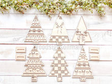 Load image into Gallery viewer, Standing Christmas Tree Bundle 3 File SVG, Holiday Decor Glowforge, LuckyHeartDesignsCo