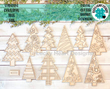 Load image into Gallery viewer, Standing Christmas Tree File SVG, Glowforge Holiday decor, LuckyHeartDesignsCo