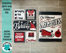 Load image into Gallery viewer, Christmas Santa Wall Collage File SVG, Glowforge Leaning Ladder, Tiered Tray, LuckyHeartDesignsCo