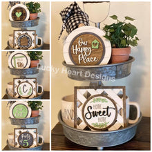 Load image into Gallery viewer, Interchangeable Home Shiplap Round for Tiered Tray File SVG, Glowforge Laser, LuckyHeartDesignsCo