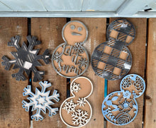 Load image into Gallery viewer, Standing Snowman File SVG, Christmas Snowflake, LuckyHeartDesignsCo