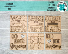 Load image into Gallery viewer, Bathroom Leaning Ladder File SVG, Glowforge Tiered Tray, LuckyHeartDesignsCo