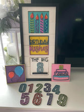 Load image into Gallery viewer, Birthday Leaning Ladder File SVG, Tiered Tray Glowforge, LuckyHeartDesignsCo