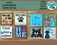 Load image into Gallery viewer, Cat Dog Leaning Ladder File SVG, Tiered Tray Glowforge, LuckyHeartDesignsCo