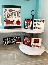 Load image into Gallery viewer, Christmas Santa Wall Collage File SVG, Glowforge Leaning Ladder, Tiered Tray, LuckyHeartDesignsCo