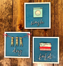 Load image into Gallery viewer, Laundry Leaning Ladder File SVG, Glowforge Tiered Tray, Wash Dry Fold, LuckyHeartDesignsCo
