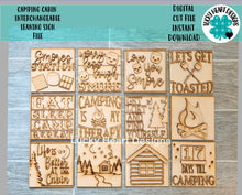 Load image into Gallery viewer, Camping Cabin S'mores Leaning Ladder File SVG, Glowforge Tiered Tray, LuckyHeartDesignsCo