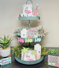 Load image into Gallery viewer, Tropical Christmas Tiered Tray File SVG, Glowforge Flamingo Palm Tree, LuckyHeartDesignsCo