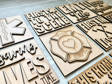 Load image into Gallery viewer, First Responders Leaning Ladder File SVG, Glowforge Police Firefighter EMS Paramedic, LuckyHeartDesignsCo