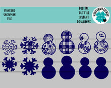 Load image into Gallery viewer, Standing Snowman File SVG, Christmas Snowflake, LuckyHeartDesignsCo