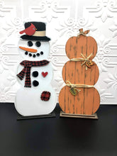 Load image into Gallery viewer, Snowman Backer for Stacking Pumpkin File SVG, Glowforge Standing Winter Decor, LuckyHeartDesignsCo