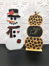Load image into Gallery viewer, Snowman Backer for Stacking Pumpkin File SVG, Glowforge Standing Winter Decor, LuckyHeartDesignsCo