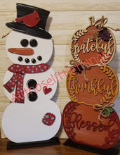 Load image into Gallery viewer, Snowman Backer for Stacking Pumpkin File SVG, Glowforge Standing Winter Decor, LuckyHeartDesignsCo