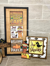 Load image into Gallery viewer, Scarecrow Fall Interchangeable Leaning Sign File SVG, Glowforge, LuckyHeartDesignsCo