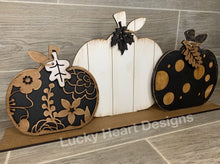Load image into Gallery viewer, Trio Standing Pumpkin File SVG, Fall Glowforge, LuckyHeartDesignsCo