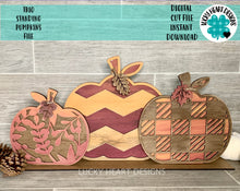 Load image into Gallery viewer, Trio Standing Pumpkin File SVG, Fall Glowforge, LuckyHeartDesignsCo