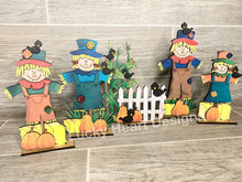 Load image into Gallery viewer, Standing Scarecrow Family Fall File SVG, Glowforge Tiered Tray, LuckyHeartDesignsCo