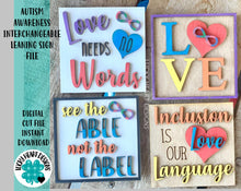 Load image into Gallery viewer, Autism Awareness Leaning Ladder File SVG, Inclusion Glowforge, LuckyHeartDesignsCo