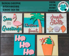Load image into Gallery viewer, Tropical Christmas Leaning Ladder File SVG, Glowforge Tiered Tray, LuckyHeartDesignsCo