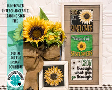 Load image into Gallery viewer, Sunflower Leaning Ladder File SVG, Tiered Tray Glowforge, LuckyHeartDesignsCo