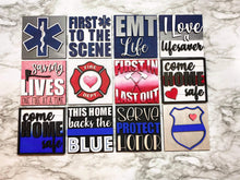 Load image into Gallery viewer, First Responders Leaning Ladder File SVG, Glowforge Police Firefighter EMS Paramedic, LuckyHeartDesignsCo