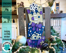 Load image into Gallery viewer, Stacking Presents File SVG, Christmas Decor Glowforge, LuckyHaertDesignsCo