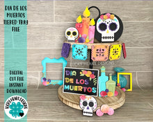 Load image into Gallery viewer, Dia De Los Muertos Tiered Tray File SVG, Day Of The Dead Sign, Glowforge, LuckyHeartDesignsCo