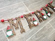 Load image into Gallery viewer, Gnome Merry Christmas Banner File SVG, Glowforge Sign, LuckyHeartDesignsCo