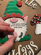 Load image into Gallery viewer, Gnome for the Holidays Christmas Door Hanger File SVG, Glowforge, LuckyHeartDesignsCo
