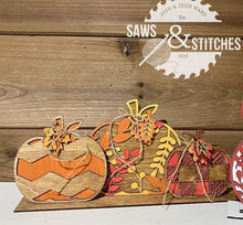 Load image into Gallery viewer, Trio Standing Pumpkin File SVG, Fall Glowforge, LuckyHeartDesignsCo