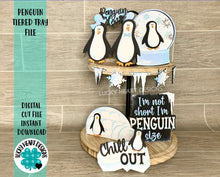 Load image into Gallery viewer, Penguin Tiered Tray File SVG, Winter Tier Tray, Glowforge, LuckyHeartDesignsCo