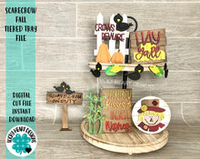 Load image into Gallery viewer, Scarecrow Fall Tiered Tray File SVG, Glowforge Tier Tray, LuckyHeartDesignsCo