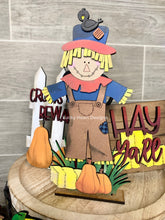 Load image into Gallery viewer, Standing Scarecrow Family Fall File SVG, Glowforge Tiered Tray, LuckyHeartDesignsCo