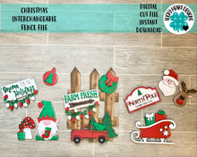 Load image into Gallery viewer, Christmas Interchangeable Fence Bundle File SVG, Gnome Santa Holiday, Glowforge, LuckyHeartDesignsCo