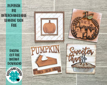 Load image into Gallery viewer, Pumpkin Pie Interchangeable Leaning Sign File, Thanksgiving Ladder Glowforge, LuckyHeartDesignsCo