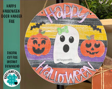 Load image into Gallery viewer, Happy Halloween Door Hanger Sign File, Glowforge, LuckyHeartDesignsCo