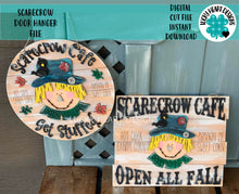 Load image into Gallery viewer, Scarecrow Door Hanger Bundle File SVG, Fall Doorhanger Glowforge, LuckyHeartDesignsco