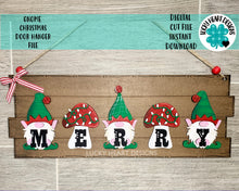 Load image into Gallery viewer, Gnome Christmas Door Hanger Sign File SVG, Glowforge, LuckyHeartDesignsCo