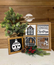 Load image into Gallery viewer, Farmhouse Christmas Interchangeable Leaning Sign File SVG, Holiday Tiered Tray Glowforge, LuckyHeartDesignsCo