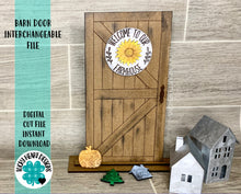 Load image into Gallery viewer, Barn Door Interchangeable Sign File SVG, Home Sign Glowforge, LuckyHeartDesignsCo