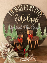 Load image into Gallery viewer, Home For The Holidays Rustic Christmas Door Hanger Sign File SVG, Glowforge, LuckyHeartDesignsCo