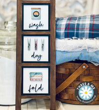 Load image into Gallery viewer, Laundry Leaning Ladder File SVG, Glowforge Tiered Tray, Wash Dry Fold, LuckyHeartDesignsCo
