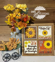 Load image into Gallery viewer, Sunflower Leaning Ladder File SVG, Tiered Tray Glowforge, LuckyHeartDesignsCo