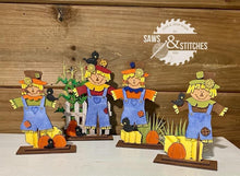 Load image into Gallery viewer, Standing Scarecrow Family Fall File SVG, Glowforge Tiered Tray, LuckyHeartDesignsCo