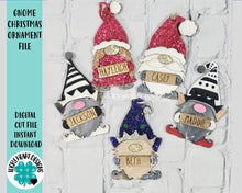 Load image into Gallery viewer, Gnome Christmas Ornament File SVG, Gnomie Glowforge, LuckyHeartDesignsCo