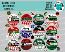 Load image into Gallery viewer, Holiday Door Hanger Bundle File SVG, Complete DIY KIT, Christmas Hanukkah Sign Glowforge, LuckyHeartDesignsCo