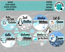 Load image into Gallery viewer, Winter Door Hanger Bundle Complete DIY KIT File SVG, Snow Sign Glowforge, LuckyHeartDesignsCo