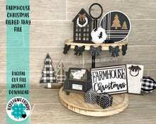 Load image into Gallery viewer, Farmhouse Christmas Tiered Tray File SVG, Holiday Truck Tier Tray Glowforge, LuckyHeartDesignsCo
