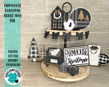Load image into Gallery viewer, Farmhouse Christmas Tiered Tray File SVG, Holiday Truck Tier Tray Glowforge, LuckyHeartDesignsCo